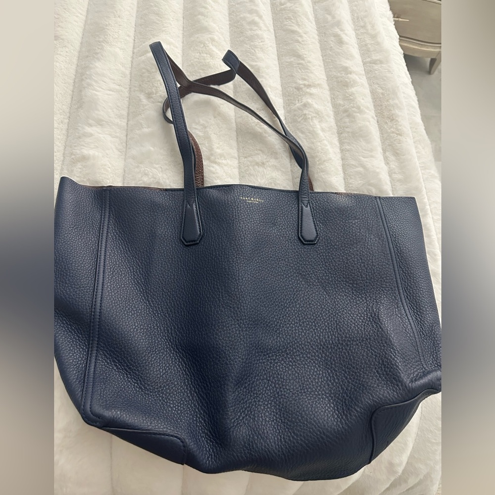 Tory Burch Dark Blue Leather Tote